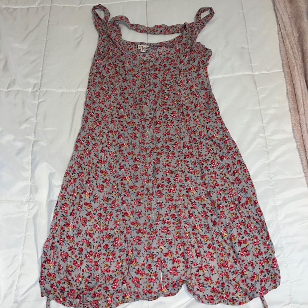 Urban Outfitters Gray Floral Button up Dress